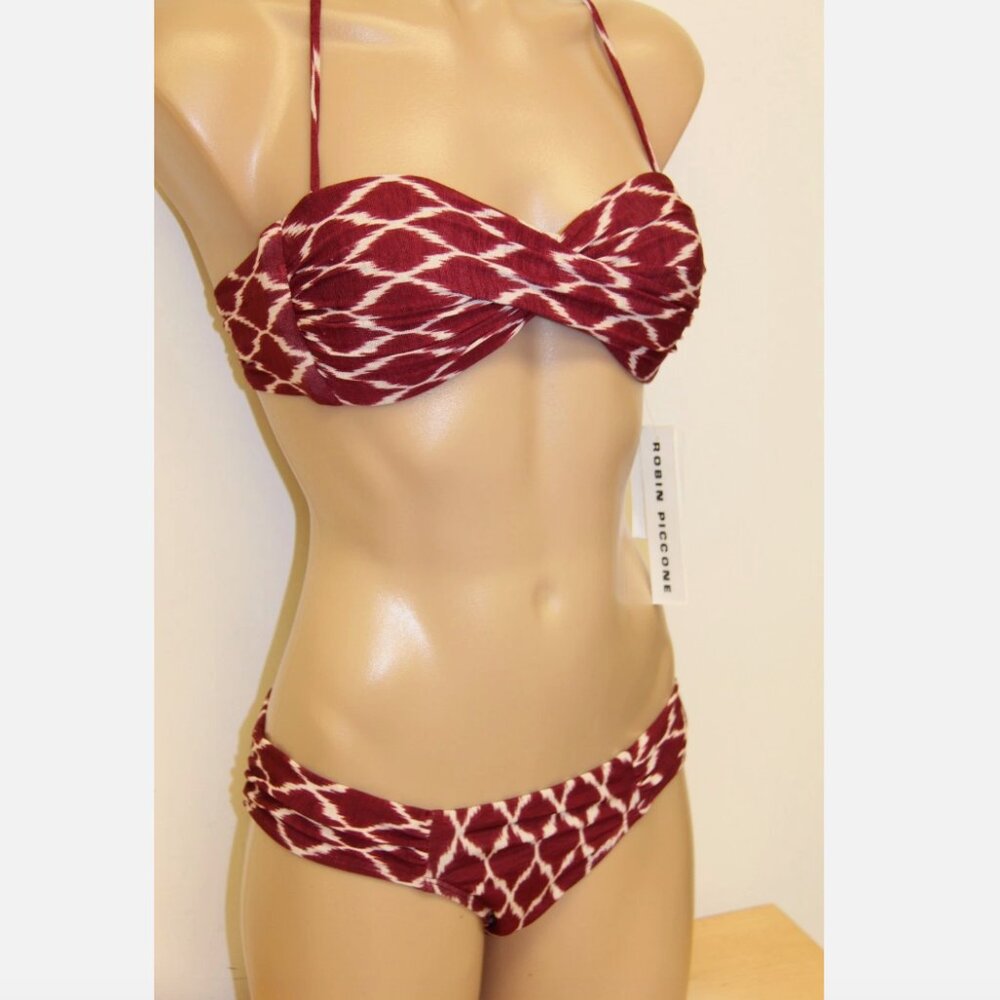 NWT Robin Piccone Swimsuit Bikini 2 piece set CAB Bandeau Bra Removable Straps